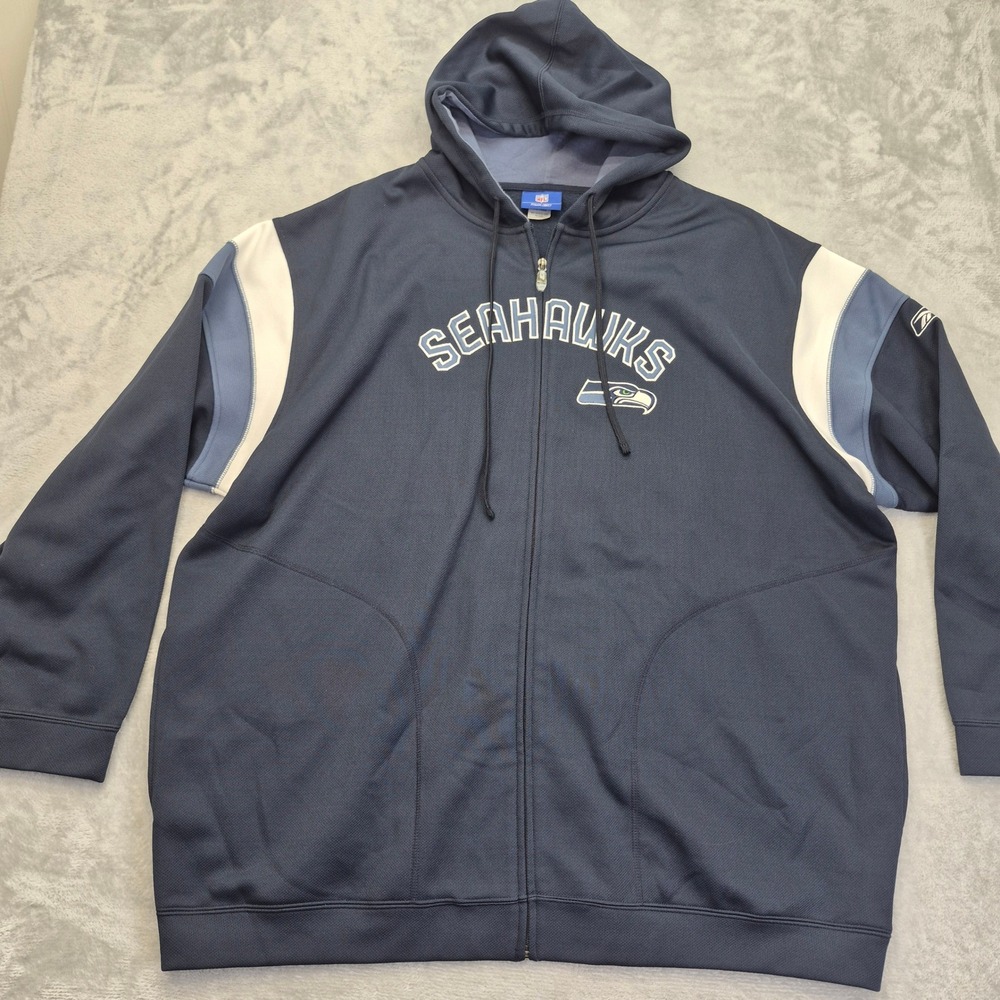 Reebok NFL Seattle Seahawks Full Zip Hoodie Blue Men 3XL Sweatshirt Football Big